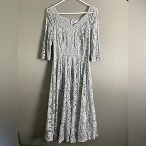 Elegant Gray Lace Dress